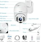 [Color Night] WiFi Outdoor Security Camera, GENBOLT Floodlight Wireless Home Surveillance Exterieur Camera, 1080P PTZ IP CCTV House Camera System, 2-way Audio, Smart Humanoid Alarm, Motion Sensor Detection, Auto Tracking, Loop Recording, 4X Digital Z