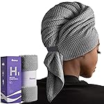 Umisleep Extra Large Microfiber Hair Towel for Women Long, Curly, Thick Hair, Super Soft Anti Frizz Quick Dry Hair Towel Wrap, Ultra Absorbent Hair Turban with Elastic Band Grey