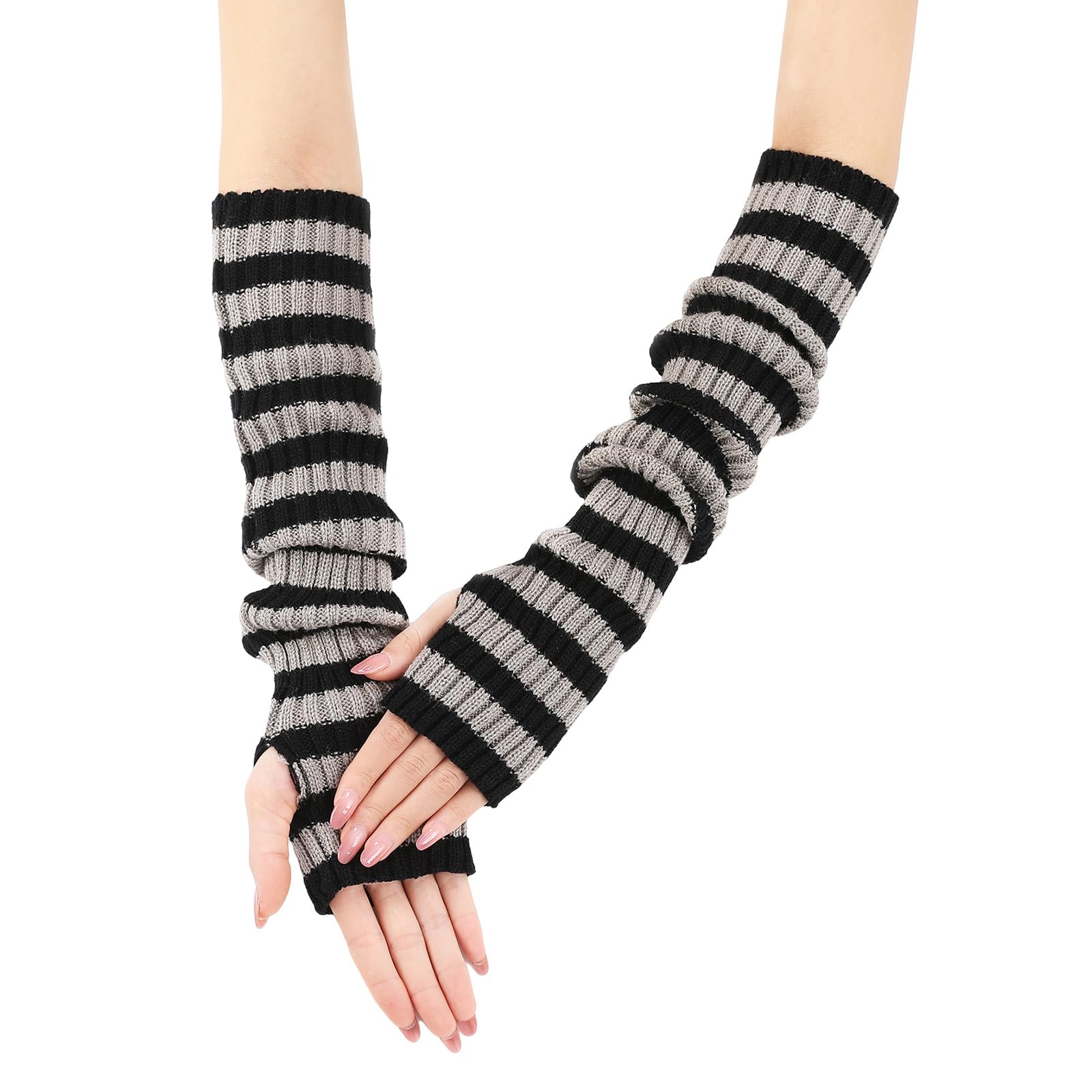 MICFENY Soft Acrylic Arm Warmers Oversleeve Half Finger Gloves For Winter Cycling Use