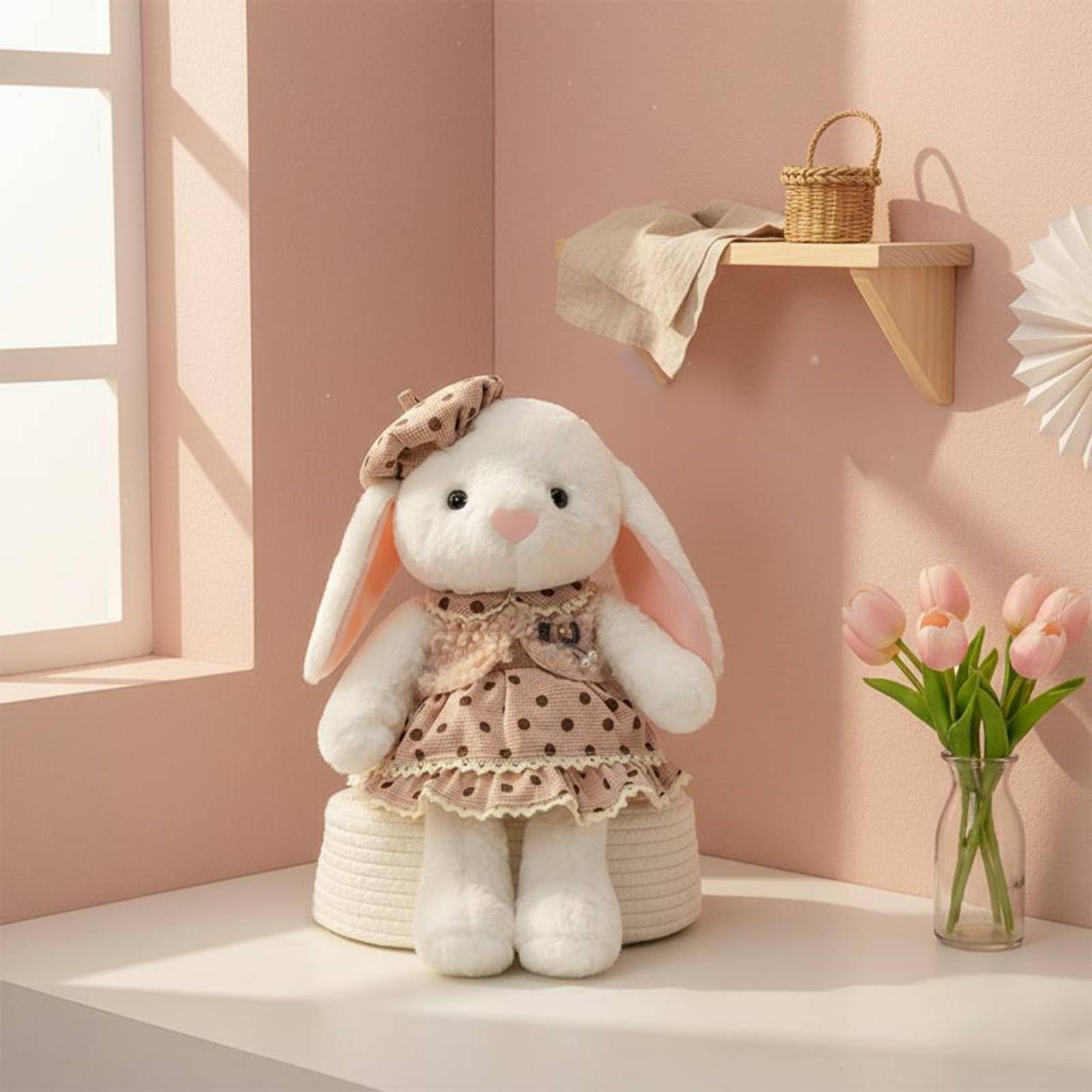 Almencla Berretto Ragazza Cappello Berretto Bambina Cappellino Accessorio Testa Tessuto Peluche Imbottito in Cotone Pp Adatto per Bambine Feste Pasqua Cameretta Regalo, Rosa, 85CM
