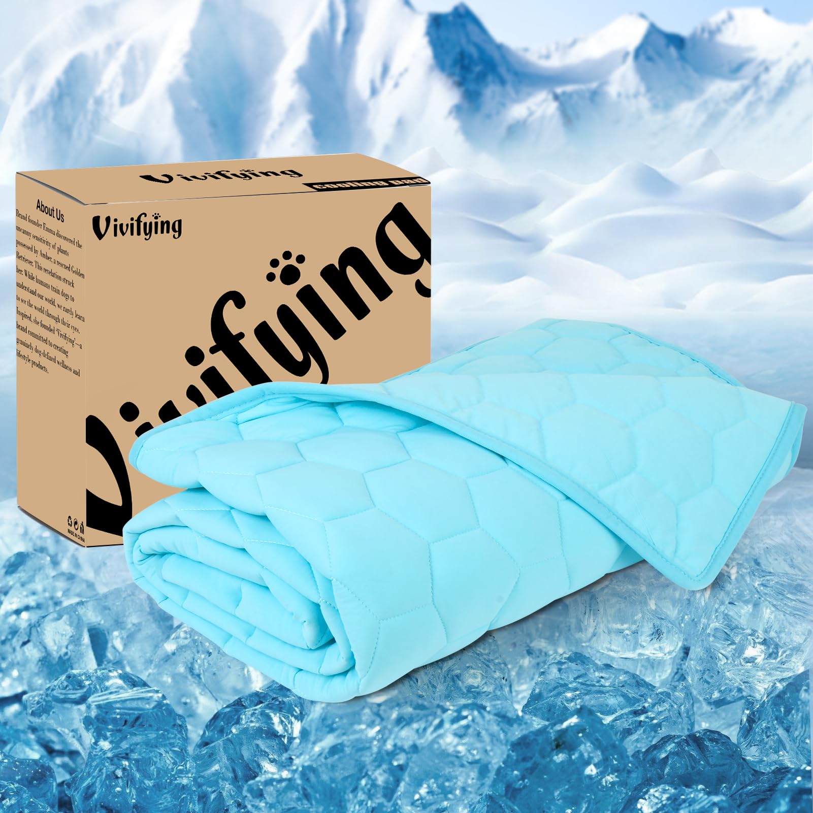 Vivifying Kühldecke für Hunde, wendbar, Eisseide, Kühlmatte mit wasserdichter Schicht, weiche Haustier-Überwurfdecke für Couch, Bett, Kiste, Boden, atmungsaktive Sommer-Haustierunterlage, 101,6 x