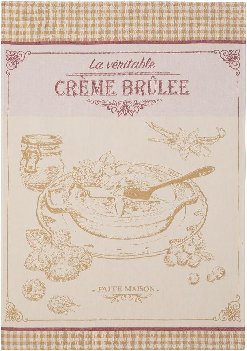 Coucke French Cotton Jacquard Towel, Crëme Brulèe, 20-Inches by 30-Inches, Creme, 100% Cotton