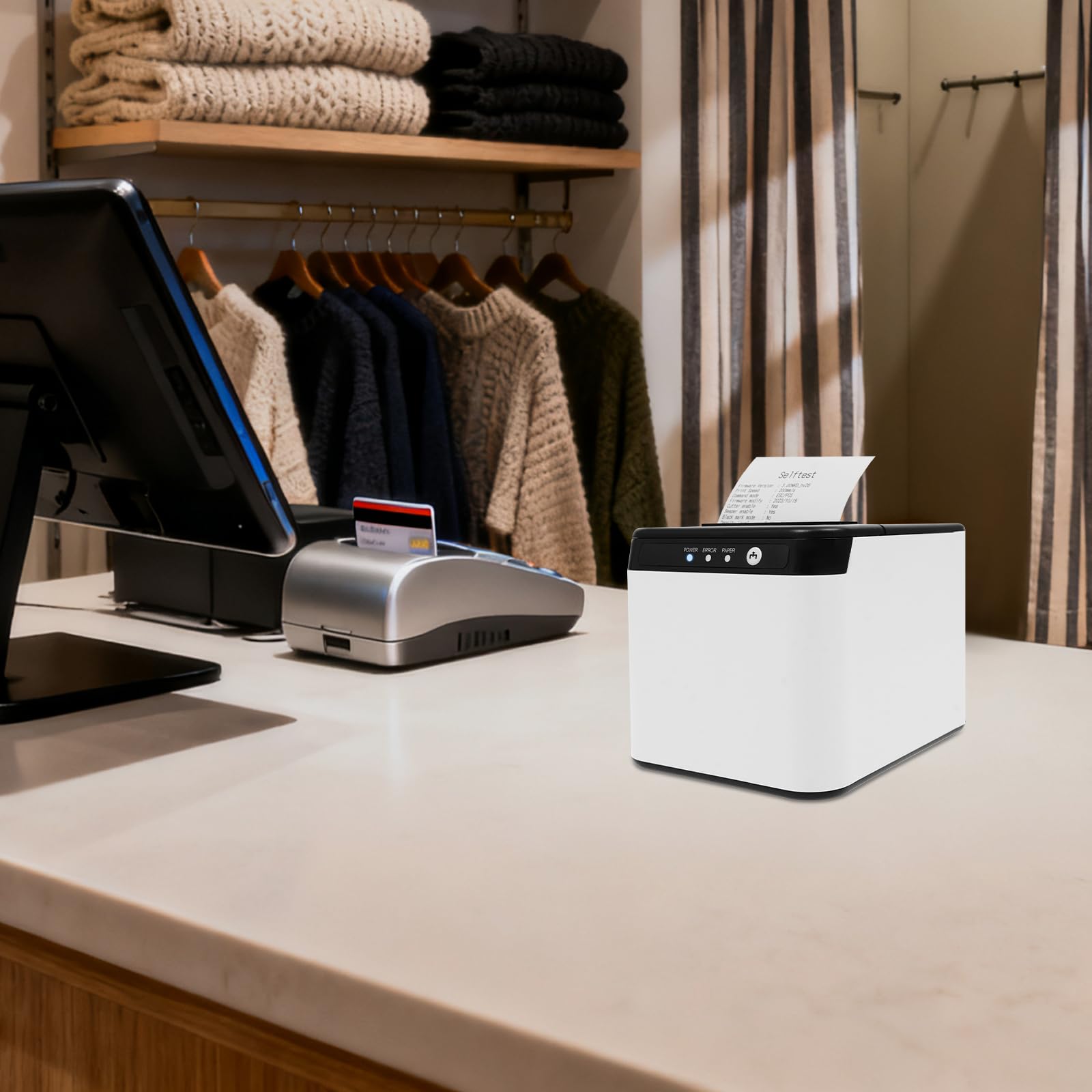 Imprimante thermique pour reçus, autocollant thermique, imprimante thermique portable avec découpe automatique, mini imprimante thermique portable pour les magasins de détail, les épiceries