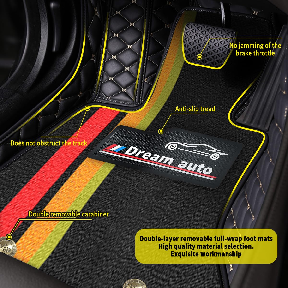Cobear Alfombrillas de Coche Personalizadas para el 98% de los Modelos, alfombras de Cuero sintético de Doble Capa, Protectores Antideslizantes y Resistentes a Todo Tipo de climas Negro