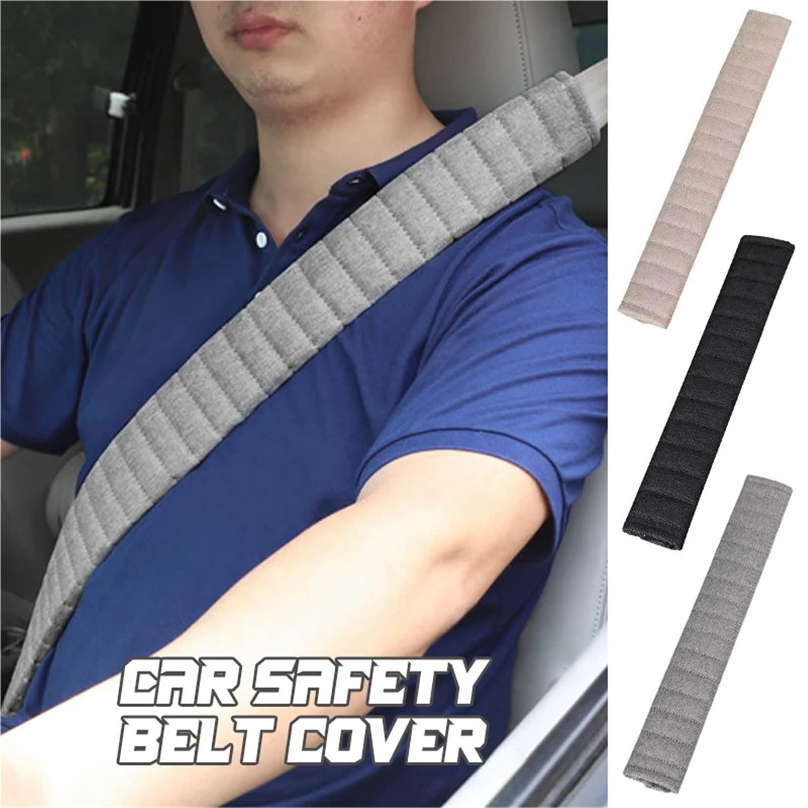 Protector Cinturon Coche 2 unidades de 26/30/40/50/60cm, cómoda y transpirable, alargada funda for cinturón de seguridad de coche, protector de hombro, almohadilla acolchada for las cuatro estaciones,