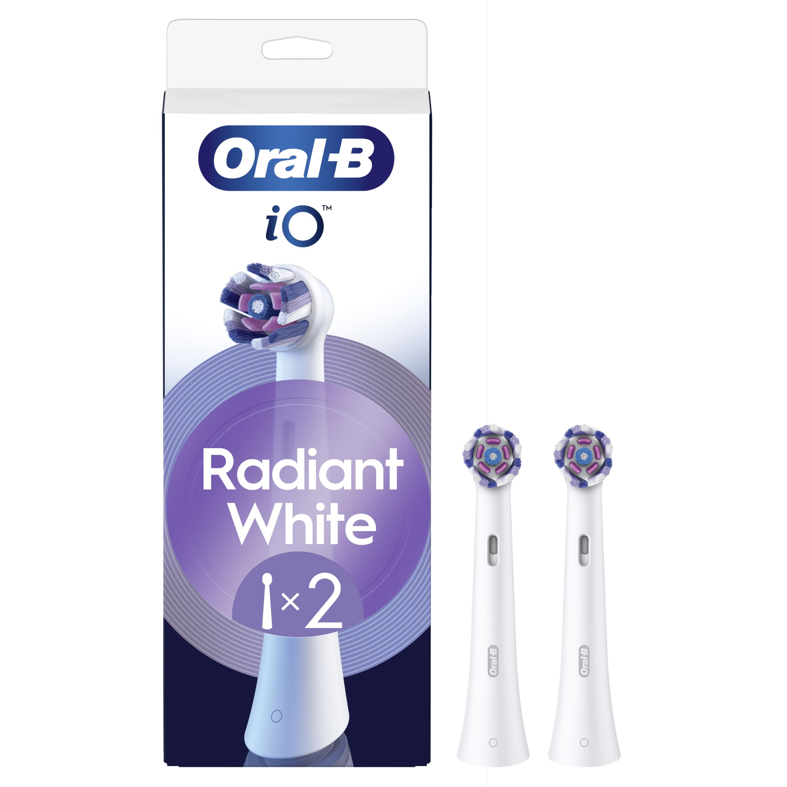 Oral-B Seria iO Radiant White, autentyczne okrągłe szczotki, głębokie usuwanie płytki, x2