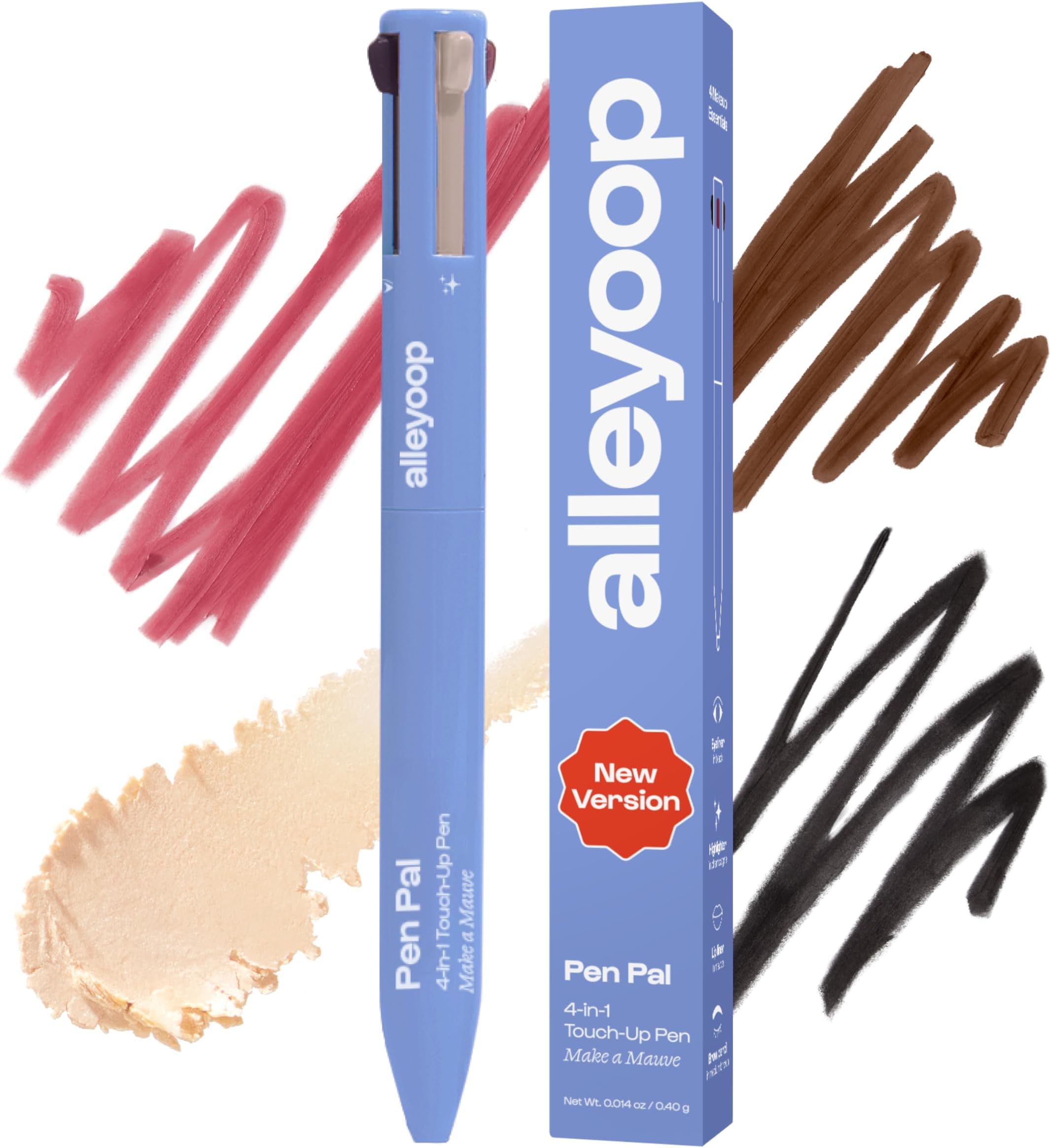 Pen Pal 4-in-1 Makeup Pen – Comes with Eyeliner, Lip Liner, Highlighter Makeup & Eyebrow Pencils for Women – Portable, Touch-Up On the Go – Cruelty-Free, Vegan (Making Mauve (Light - Medium)