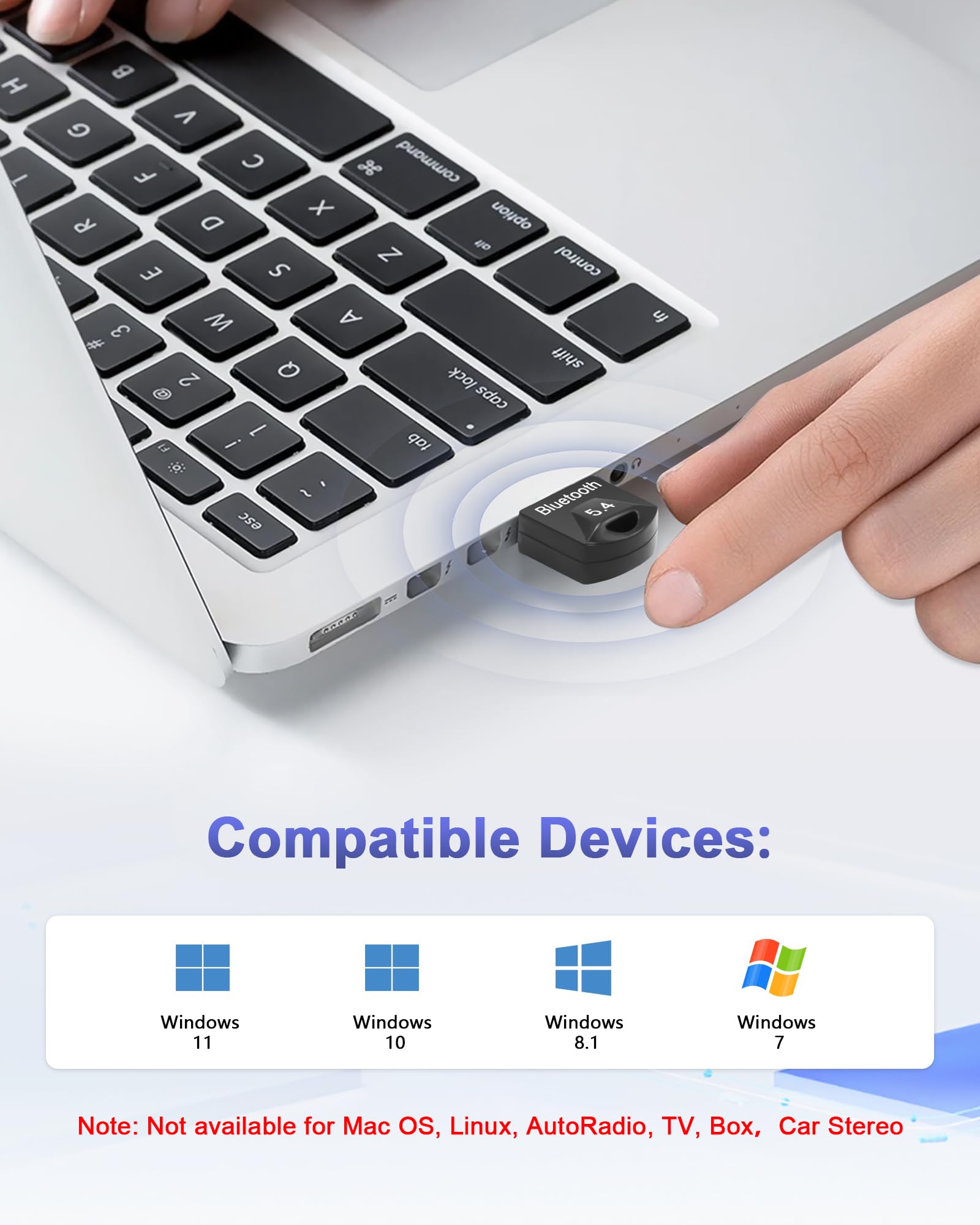 RUIZHI Adaptateur Bluetooth USB 5.4 Dongle pour PC Casque Souris Clavier Windows 11/10/8.1/7