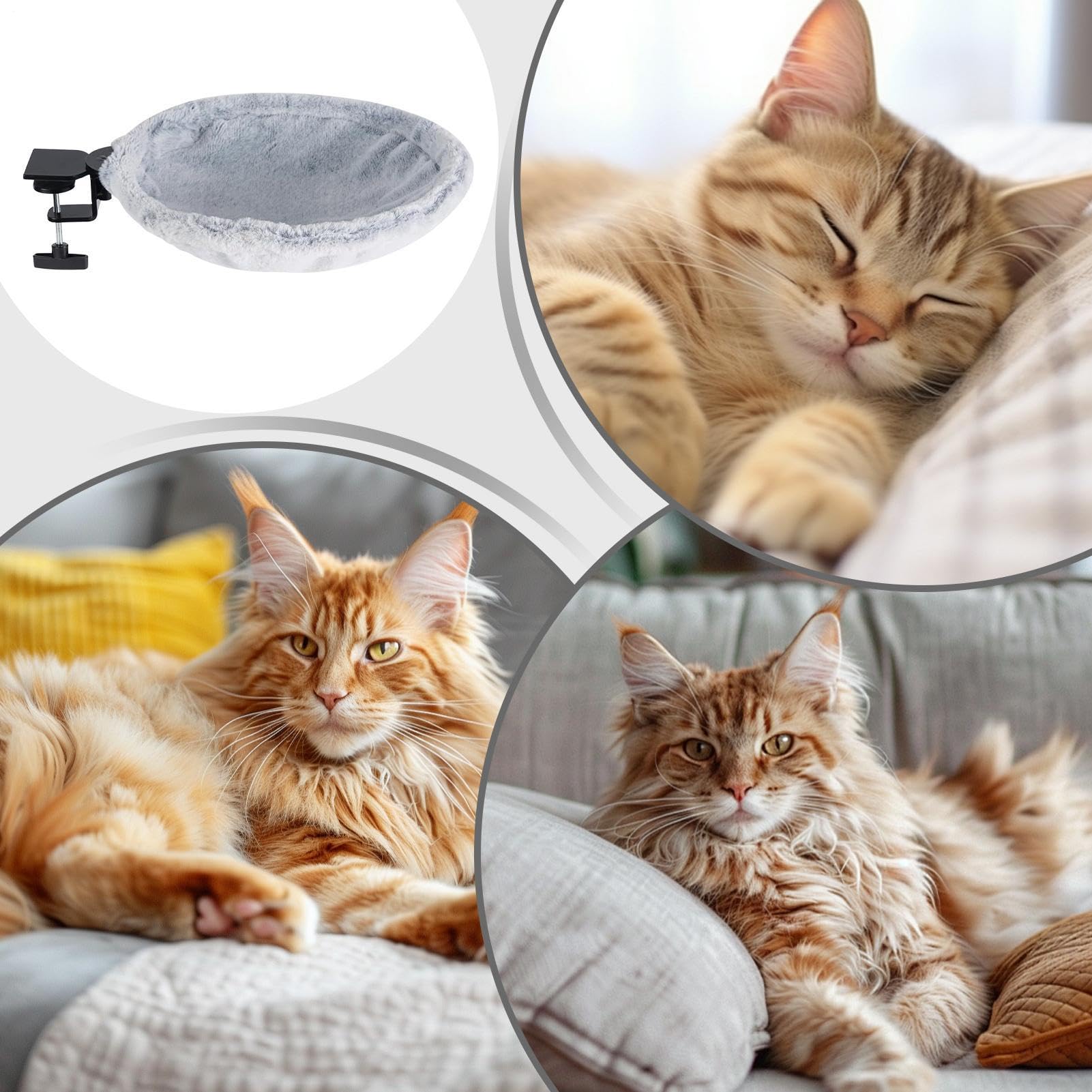 Cuccia da scrivania per gatti Accogliente Ergonomico Lavabile Antiscivolo | Comoda amaca per gattino Ergonomico rotante antiscivolo cuccia dei gatti da su davanzale camera soggiorno