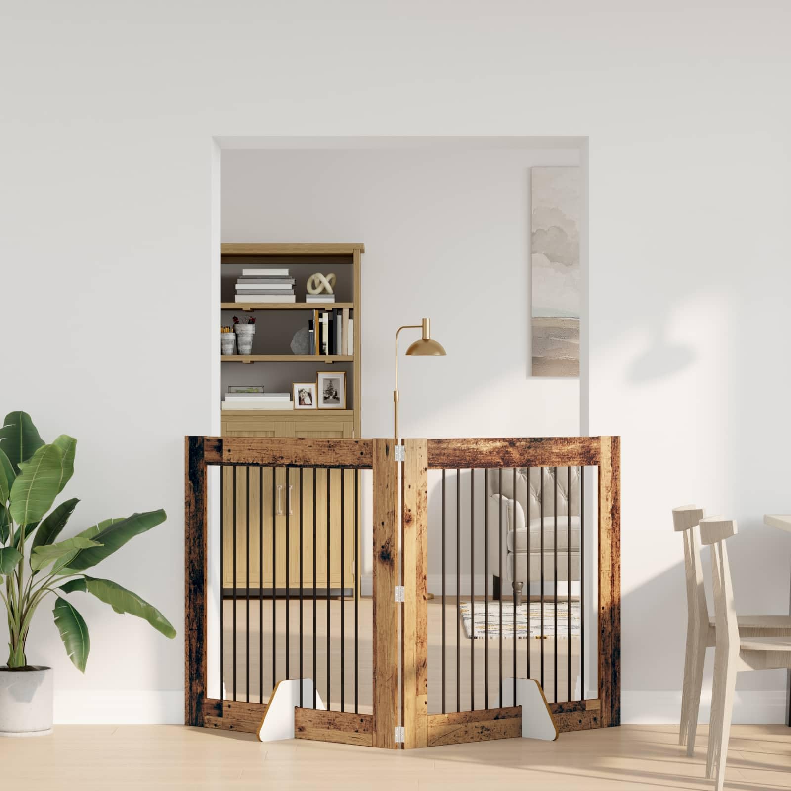 Perrera plegable para perros con soporte de madera reciclada de 200,5 cm para uso en interiores y exteriores, resistente a la intemperie, portátil y ahorra espacio para mascotas