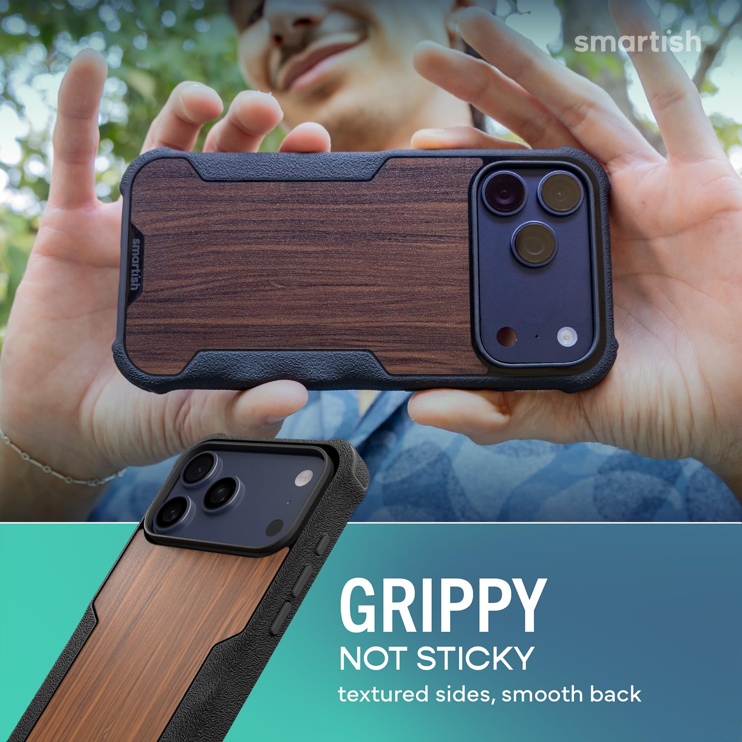 Smartish iPhone 17 Pro Max Hülle MagSafe, Gripzilla, Grip Cover, Woodgrain | Magnetische, robuste, schützende Rüstung in Militärqualität, sturzgetestet ab 1,8 m, stoßfest, Silikon-Innenseite