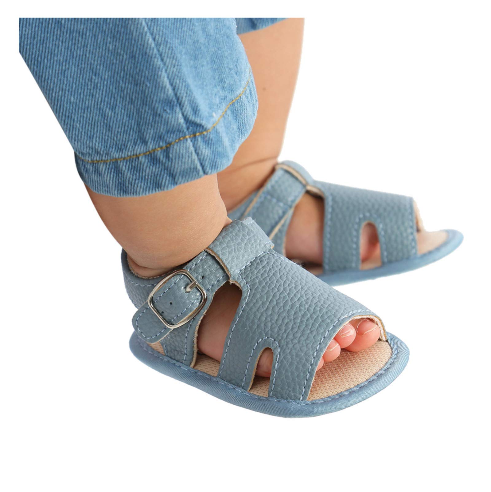 RNTOP Baby Boy and Unisex Sandals Shoes for Infant/Toddlers First Walkers Anti-Slip Soft Sole Flat Shoes (Blue, 12-18 Months)