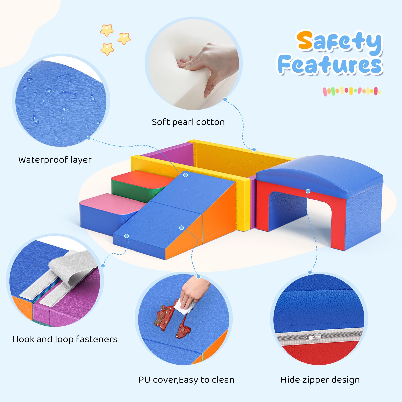 Lischwert Schaumstoff Bausteine Kinder Softbausteine Klettern Riesenbausteine Motorik Großbausteine Kinder Montessori Spielzeug, Waschbare Hülle für Indoor-Spaß, Baby Soft Playset (JM-Bällebad-Farbe)