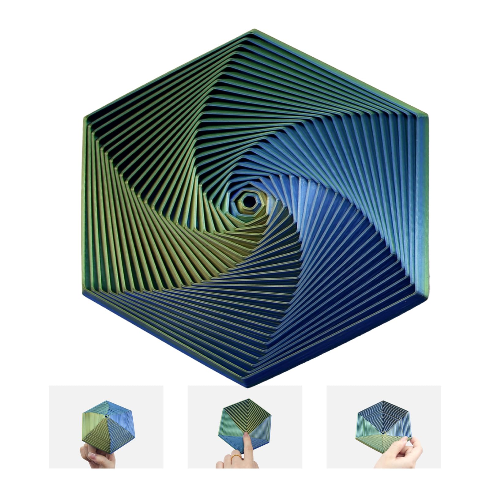 Fractal Fidget Hexagon 3D Printed Hexagon Fidget Toy Geometric Shape Infinity Cube Desk Spinning Toy Colorful Fidget Cubes Sensory Toys for Adults(Green)