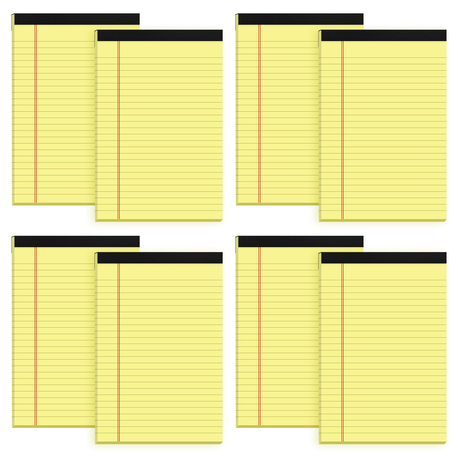 8 Pack Yellow Legal Pads 5x8 Small Note Pads 240 Sheets Perforated Yellow Pads Paper Narrow Ruled Writing Pad 80gsm Premium Thick Paper College Ruled Legal Notepads for Students, Office, Business