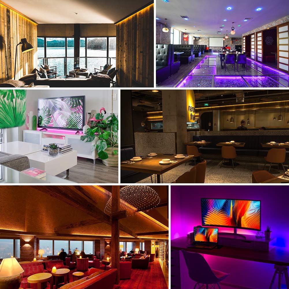 LUNSY RGB LED Light Strips with RF Remote, 32.8ft, Waterproof IP65,SMD 5050,Dimmable LED Flexible Strip Light for Interior, living room, bedroom, etc.