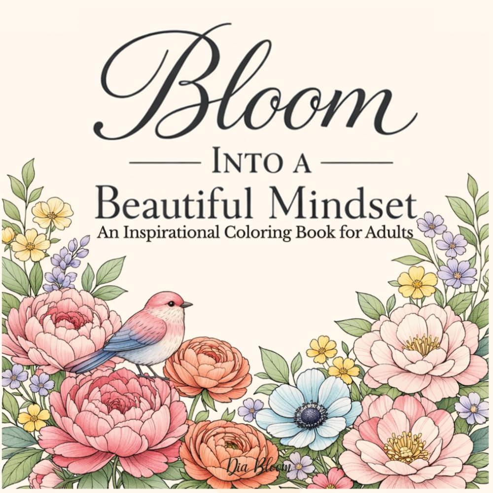 Bloom Into a Beautiful Mindset: An Inspirational Coloring Book for Adults with Positive Quotes, Beautiful Floral and Nature Designs, and Relaxing ... Calm, Creativity, and a Positive Mindset