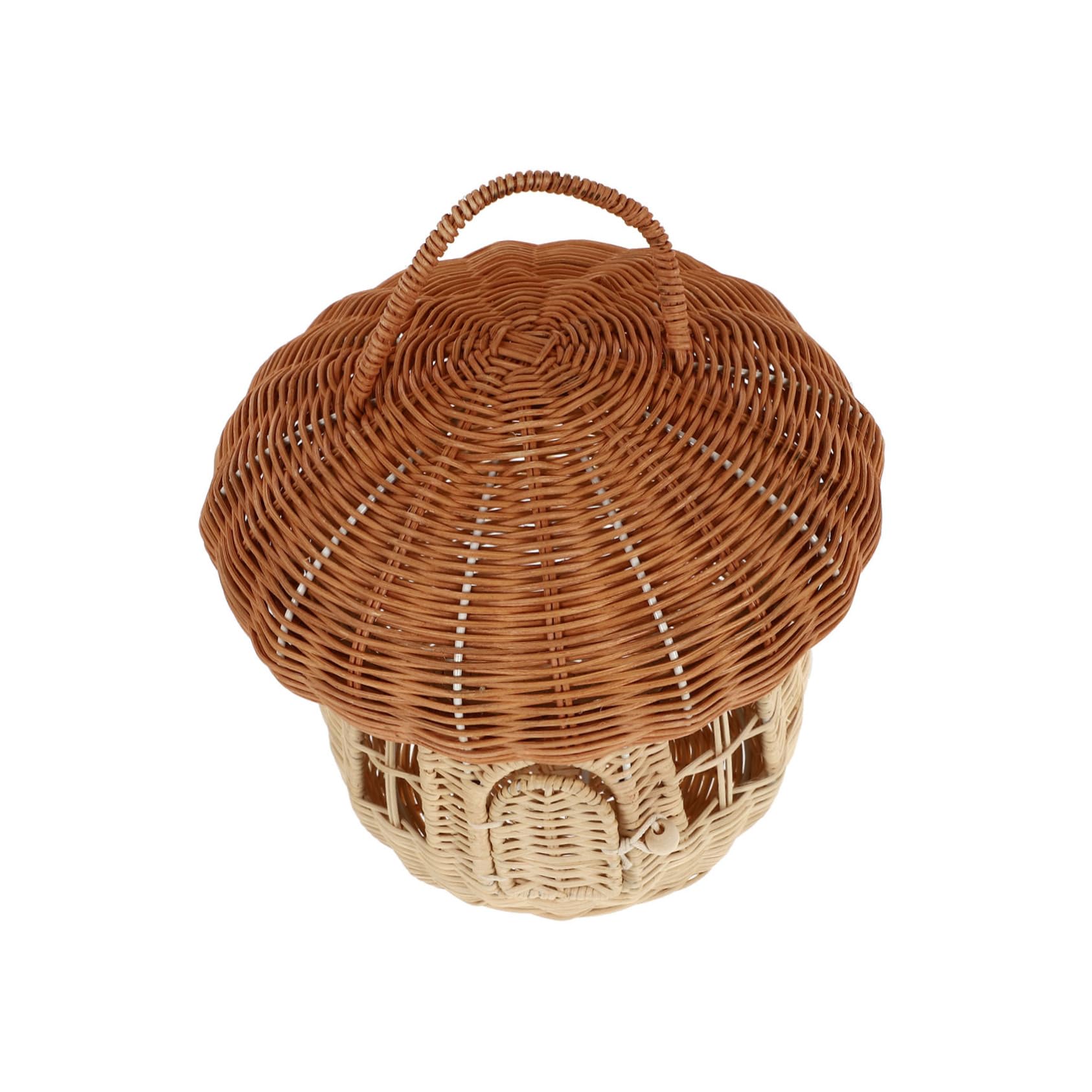 Panier champignon rotin fait main pour rangement de bureau design