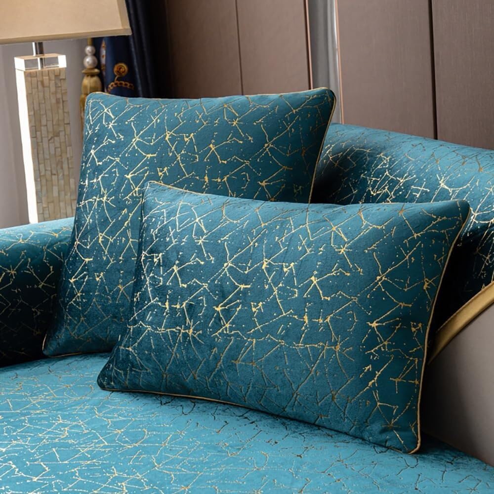 Luxe fluwelen bankovertrek met goudkleurige print, wasbare brede Luxe fluwelen bankovertrek met goudkleurige print, wasbare brede