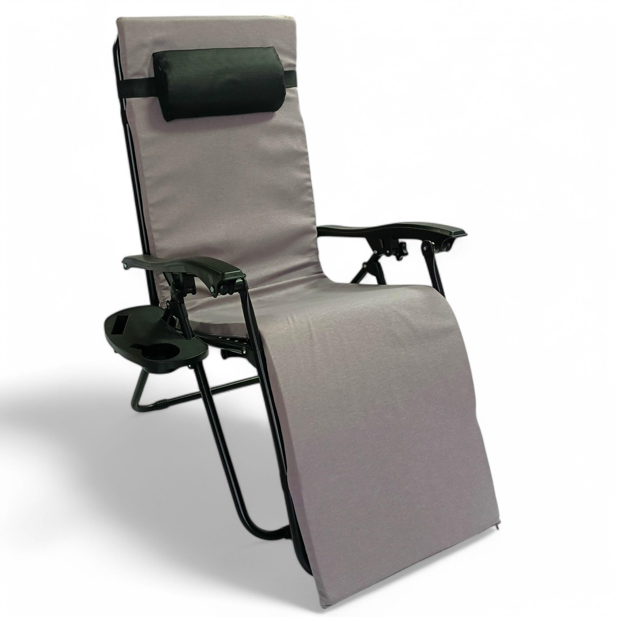 Pincho Tumbona Jardín Exterior Plegable de Gravedad Cero con Cojin Tumbona - Silla Reclinable o Hamaca para Terraza y Camping con Portavasos