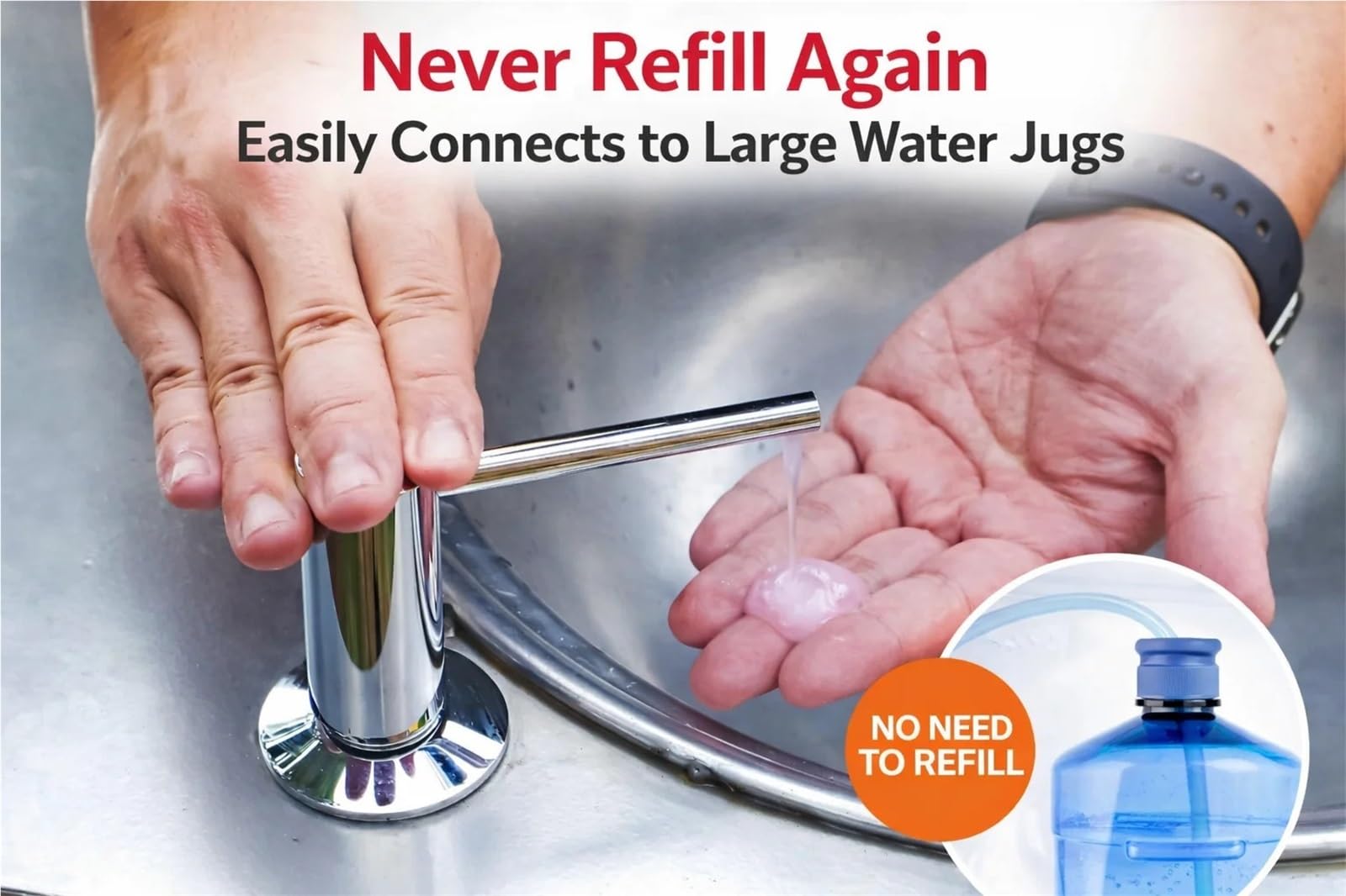 Dispensador de jabón de Cocina Dispensador de jabón for Fregadero Cocina latón Incorporado | Bomba encimera Recargable 17 oz con baño a Prueba Herrumbre Tubo extensión 120 mm para Fregadero