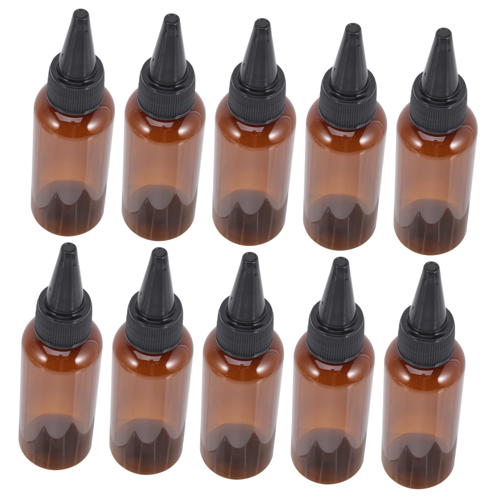 POPETPOP 10 Botellas Aplicadoras para Cabello Marrón de Plástico Recargables de 50ml Tapa, Fáciles de Usar para Teñido y Aplicación de Aceite en Pintura Capilar