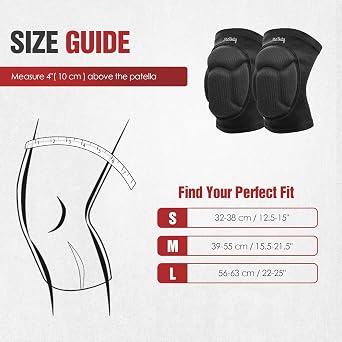Protective Knee Pads for Volleyball, Dance, Wrestling, Kneeling & Gardening – 1 Pair Thick Foam Cushioned Pads for Men, Women & Kids – Durable Protection for Work & Sports (M: 15.5–21.5