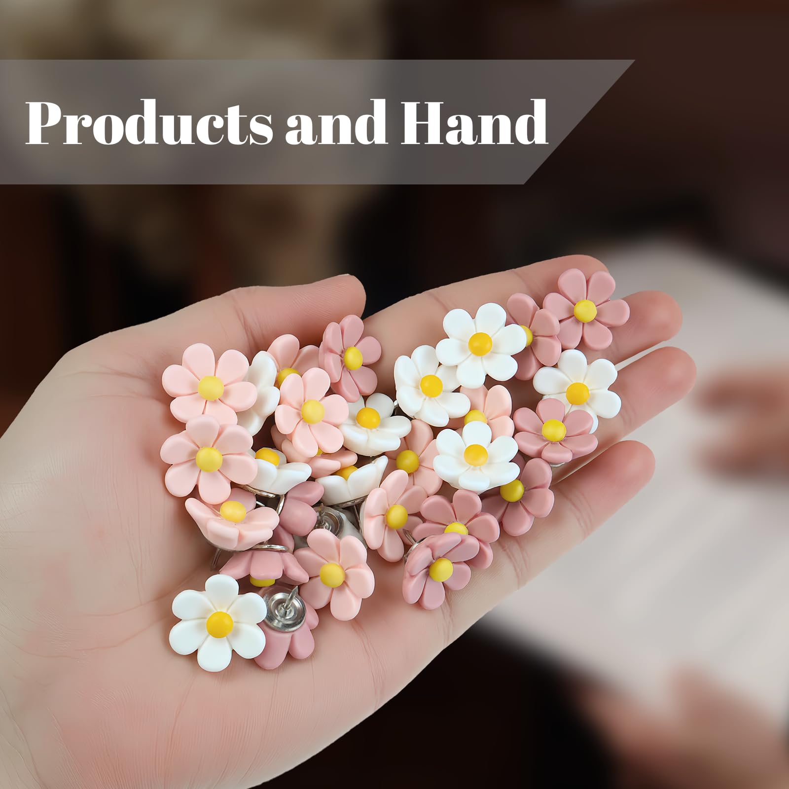 Flower Push Pins - Cute Office Decor & Bulletin Board Supplies -4 Flower Push Pins - Cute Office Decor & Bulletin Board Supplies -4