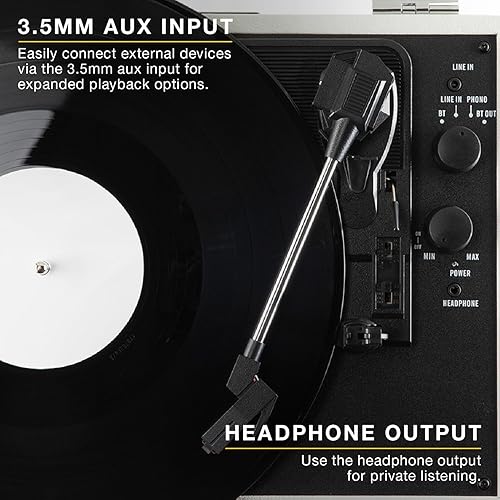 Miniatura 6 de Victrola Journey II (modelo 2025) - Reproductor de discos de maleta Bluetooth - Altavoces estéreo integrados con graves mejorados, tocadiscos de 3