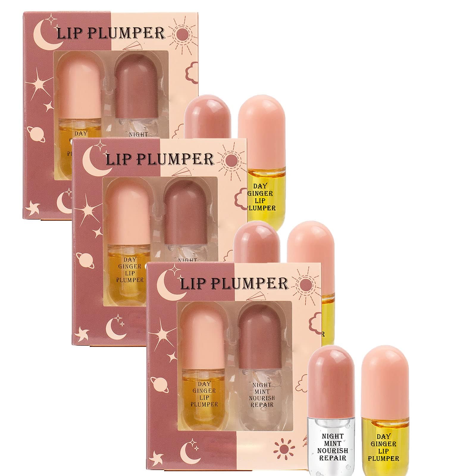 HESTAY Lip Plumper Kit, Lip Plumping Serum Instant Fuller Lips, Plumping Lip Oil Hydrating Lip Gloss, Extreme Lip Plumper, Make Lips Fuller and Moisturizing (3Pcs)