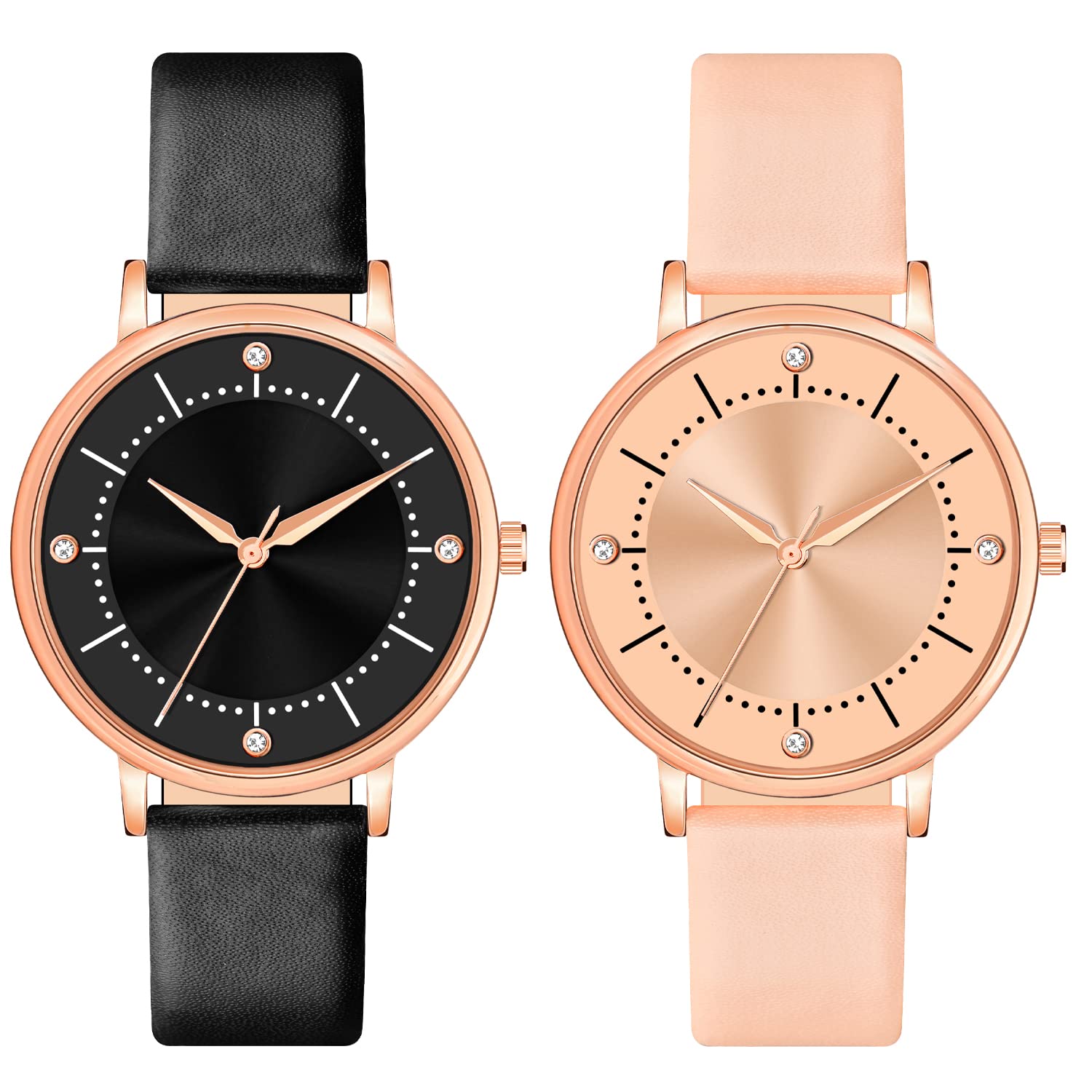 CLOUDWOOD Analogue Leather Strap Combo Wrist Watch for Womens and Girls (Black and Peach Dial and Strap) -511-512 (B0BCL13PZ2) Amazon Price History, Amazon Price Tracker