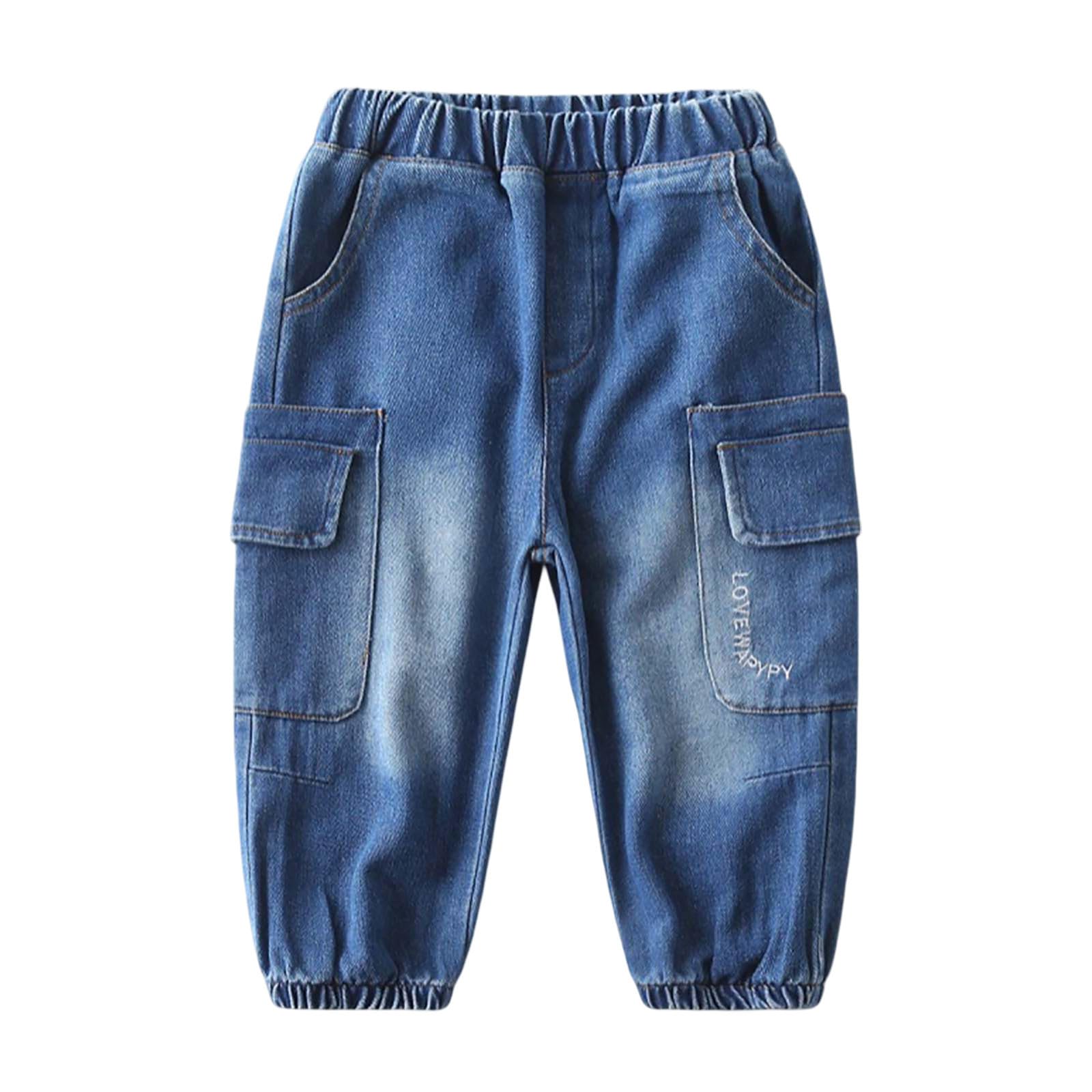 Genérico Pantalones Baggy Niño Pantalones Vaqueros Desgastados con Bolsillos para Niños Pequeños - Ropa Cómoda y Casual para el Colegio y Uso Diario