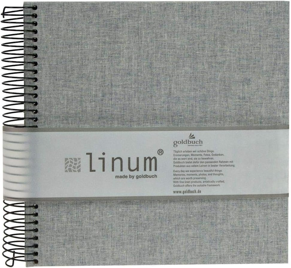 Goldbuch Linum Spiral Album, 20 x 20 cm, 40 Pages of glassine Paper, Grey, 20 x 20 cm