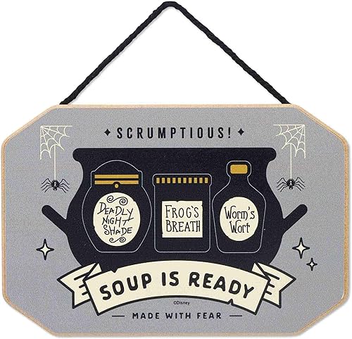Disney The Nightmare Before Christmas Soup is Ready - Decoración de pared de madera para colgar Divertido letrero de cocina de Halloween Hecho con