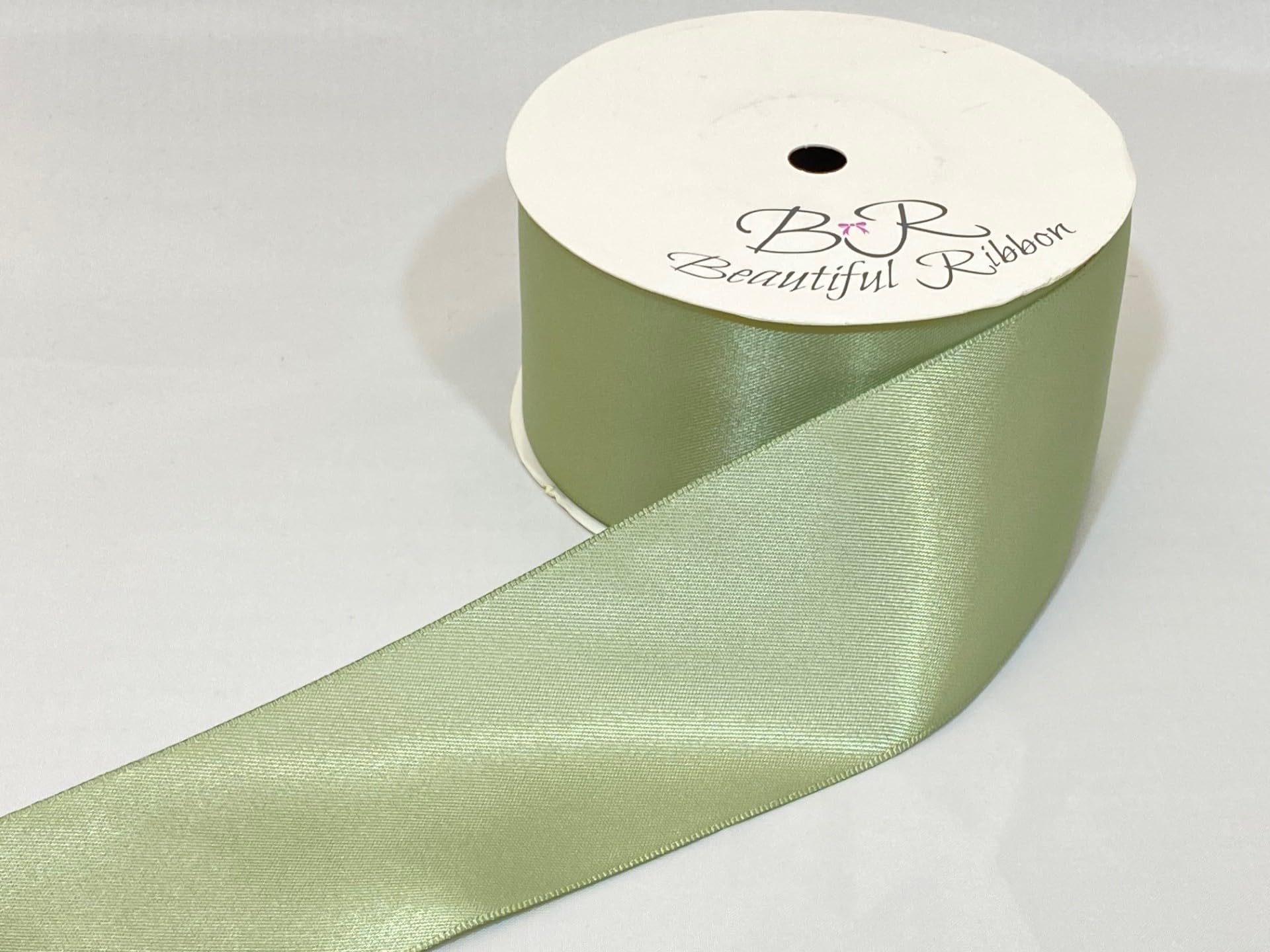 2 metres (Cut from Reel) of 50mm Satin Ribbon Moss Dusky Sage Green Double Sided 50 mm 5cm 2" 2 Inch