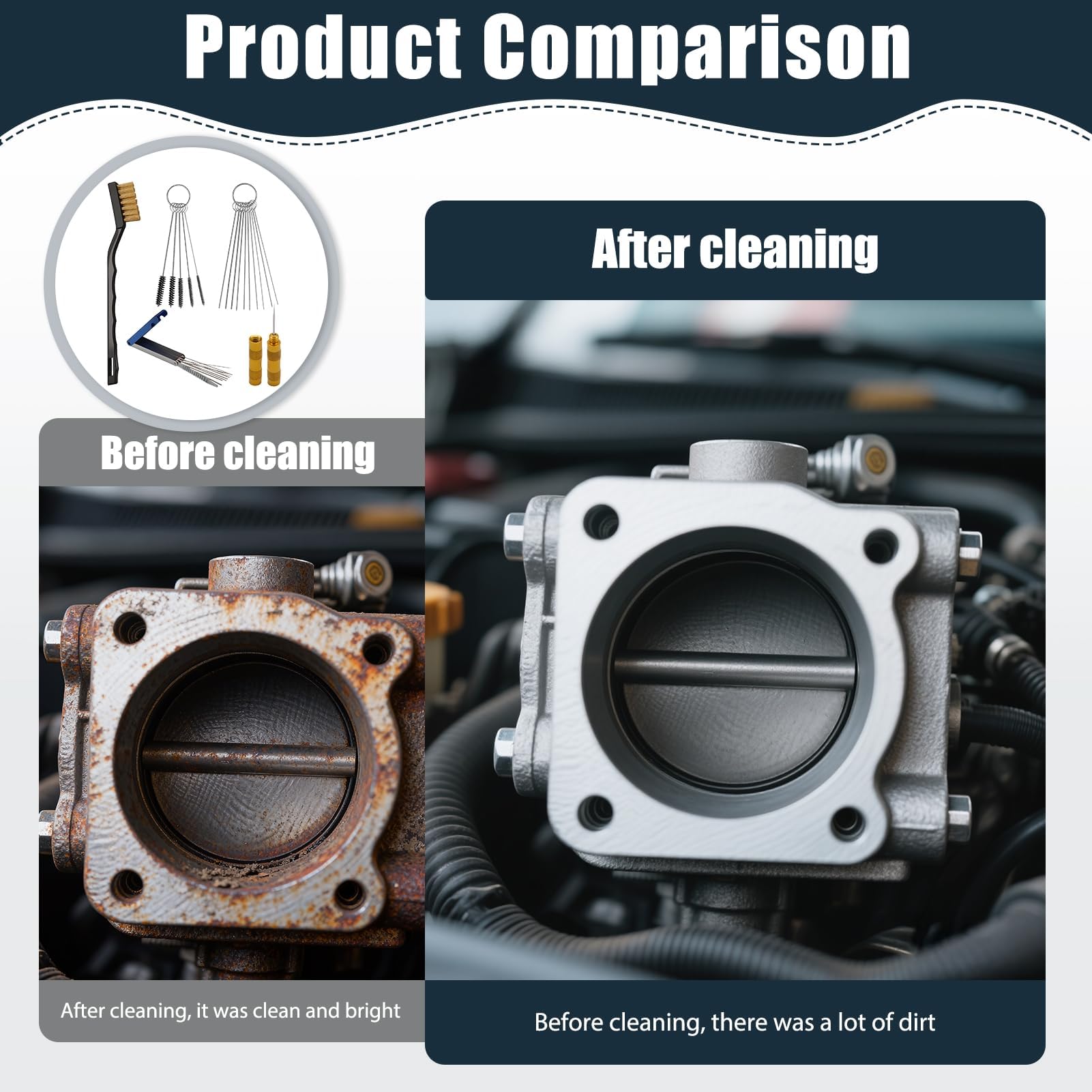 Kit di pulizia per ugelli per carburatore, set di pulizia ugelli, 13 fili, 10 aghi, 5 spazzole, 1 strumento di rimozione, 1 spazzola metallica, adatto per auto moto quad, saldatrici per tappeto erboso