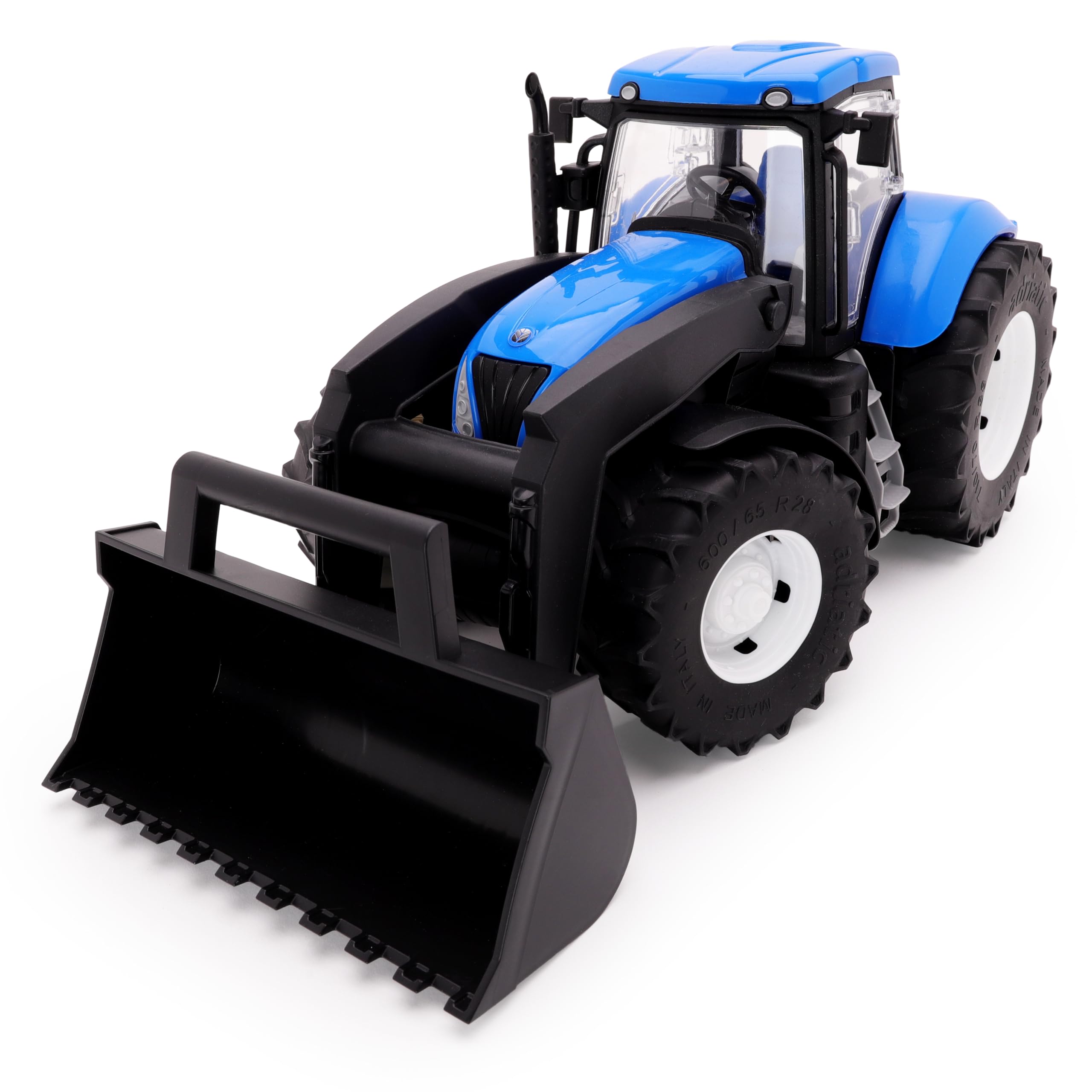 Toyland® 39cm (15") New Holland Tractor With Opening Doors & Lifting Front End Loader - 1:16 Scale - Farming Tractor Toys
