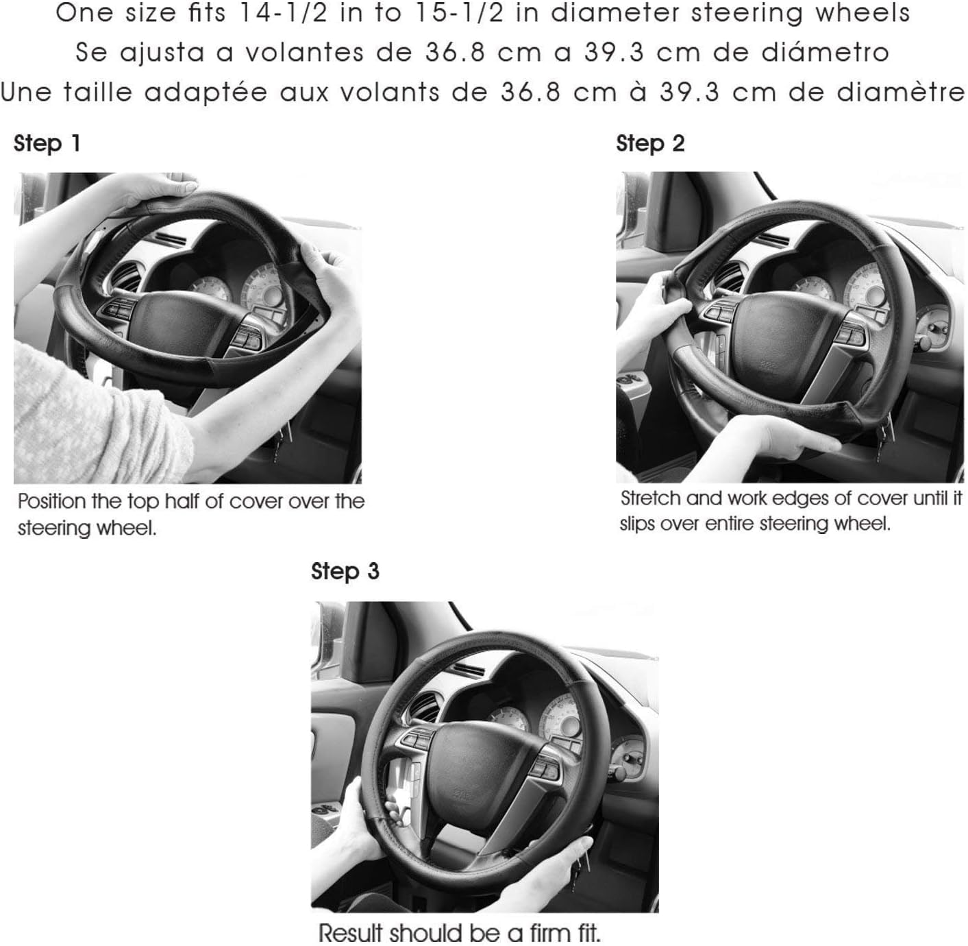 Comfort - Funda de Cuero para Volante de automóvil, Agarre Antideslizante, 15 Pulgadas, cocodrilo Negro con Grano Rosa