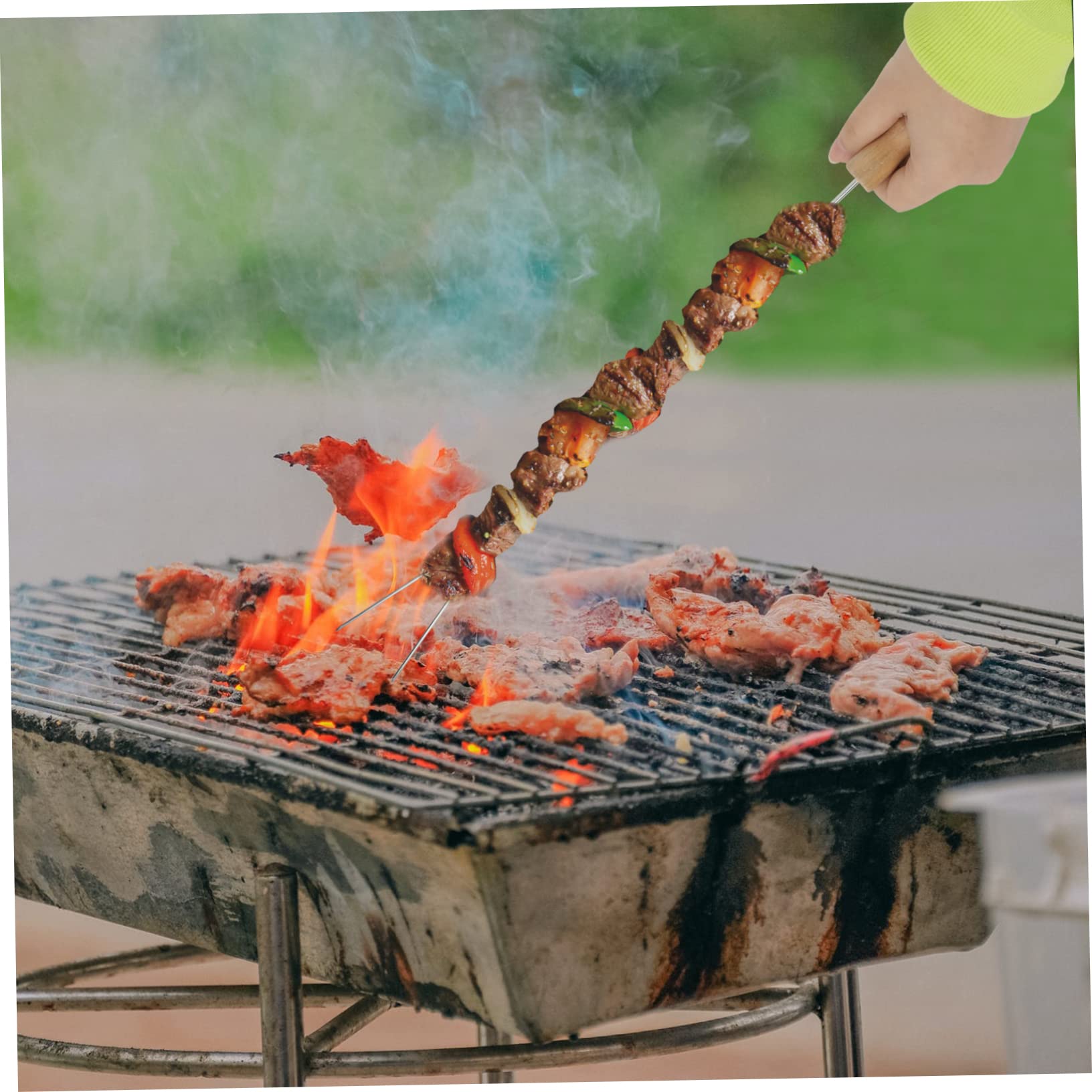 Forchette per Barbecue 15 Pezzi in Acciaio Inox e Legno