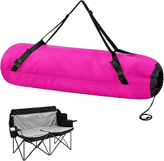 48" Large Camping Chair Bag Replacement, Folding Chairs Bag, Rose Red | Fits Double or 2 Folding Chairs or Tent, Heavy Duty 900D Oxford Carry Bag, Adjustable Shoulder Strap (Chair Is Not Included)