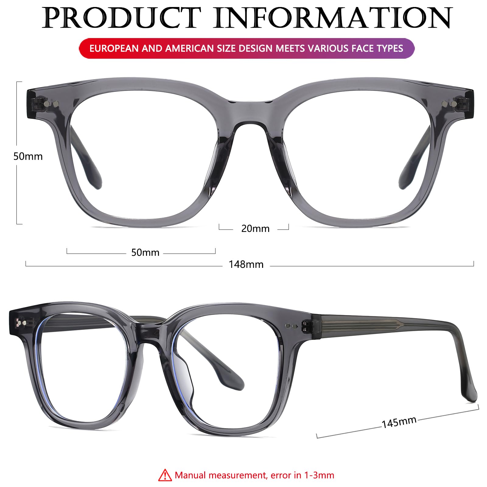 AIEYEZO Occhiali con blocco della luce blu con montatura quadrata TR90 per donne e uomini occhiali da vista alla moda