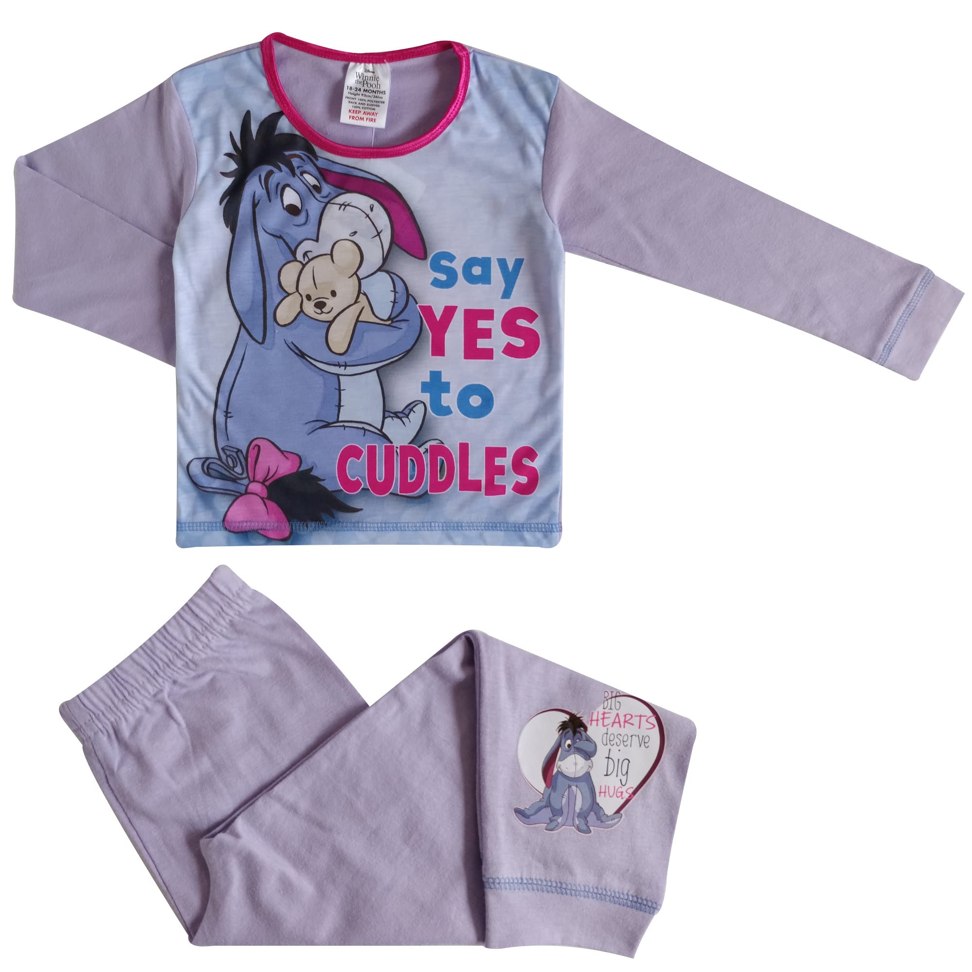 Eeyore Girls Children Disney Sleepwear Pyjamas (18-24 Months) Purple