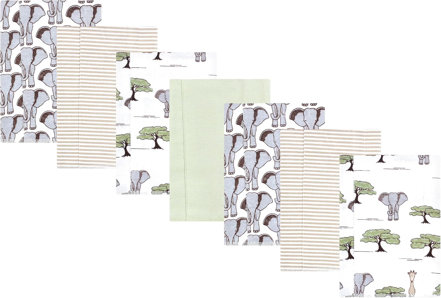 Hudson Baby Cotton Flannel Burp Cloths 7-Pack, Wild Safari Adventures, One Size