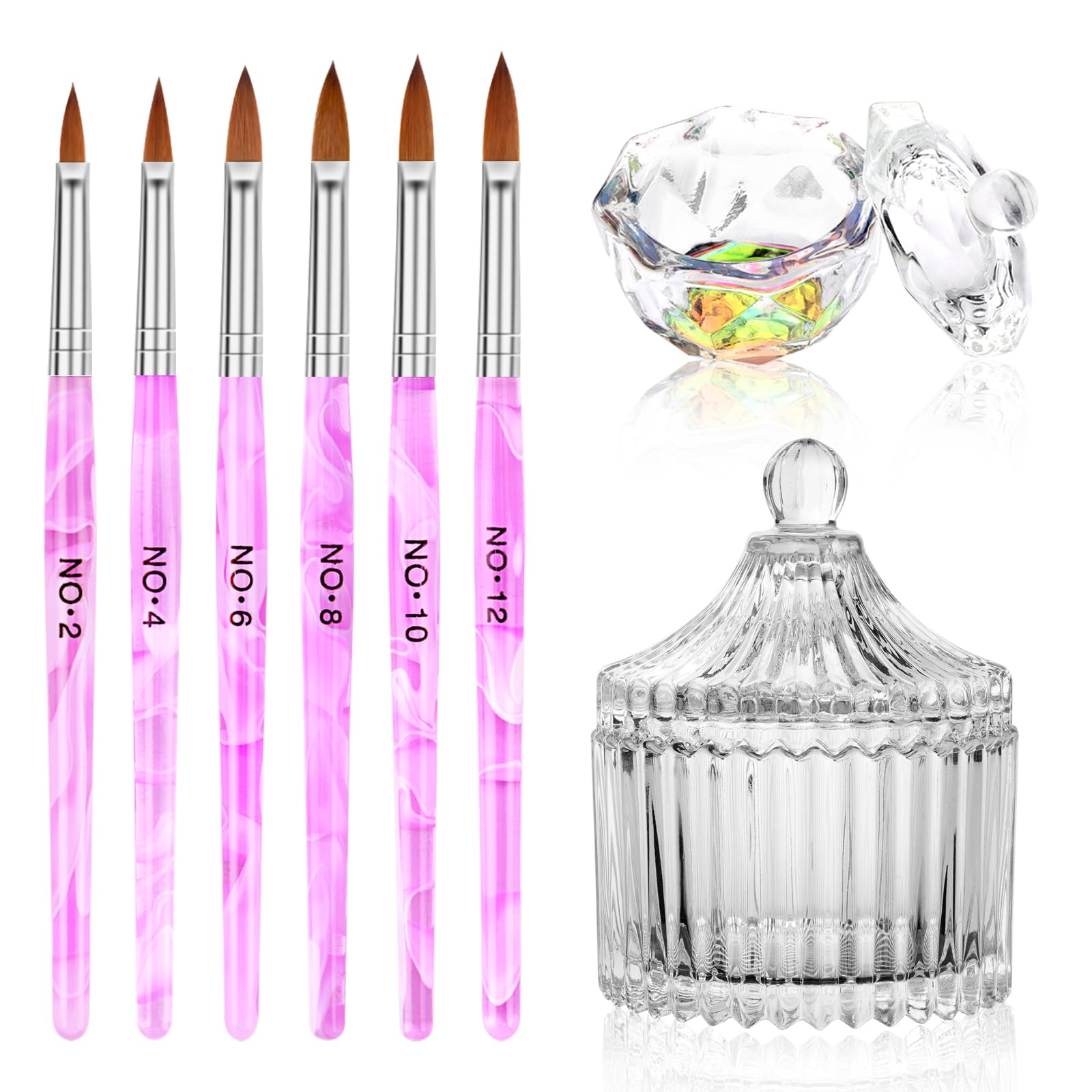 Nail Brush Dappen Dish Set: Nail Art Brush Cup Tool for Acrylics Nails
