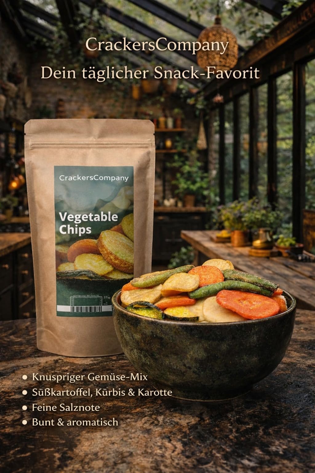1 x 1.4kg Gemüsechips bunte Gemüsemischung aus Süßkartoffel Kürbis Karotte Taro Bohne fettarm vegetarisch vegan glutenfrei laktosefrei Premium Qualität