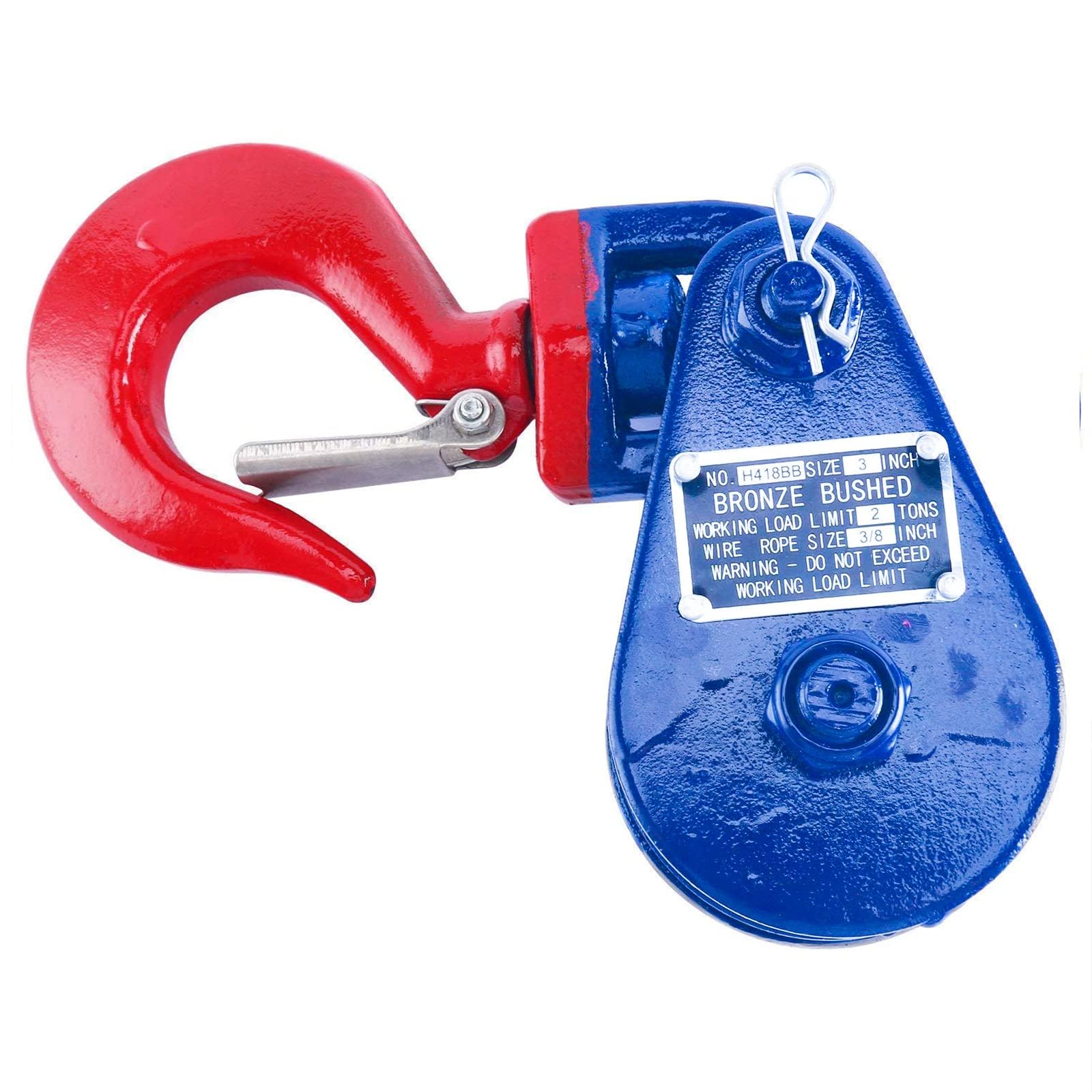 FreeTec 2 Stück 2 Tonnen Umlenkrolle Seilrolle Snatchblock Windenrolle mit Haken für Seilwinde