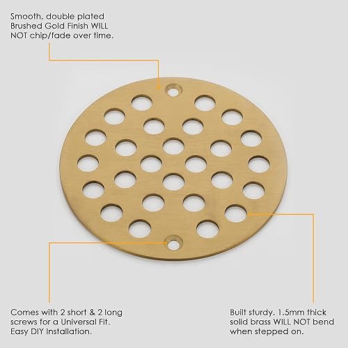 Miniatura 3 de 100% latón, rejilla de drenaje de ducha atornillada de 4 pulgadas, cubierta de repuesto, dos veces más gruesa, diseñada por un manitas (2 máquinas +
