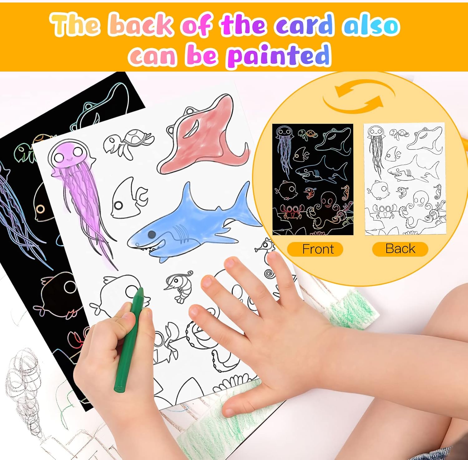 3Set Scratch Paper Art for Kids, Colorful Magic Drawing Book for Children Girls, Rainbow Scratch Off Craft Painting Book with 3 Scratch Pen for Birthday Party Games, DIY Projects Kits Craft Gifts - Image 5