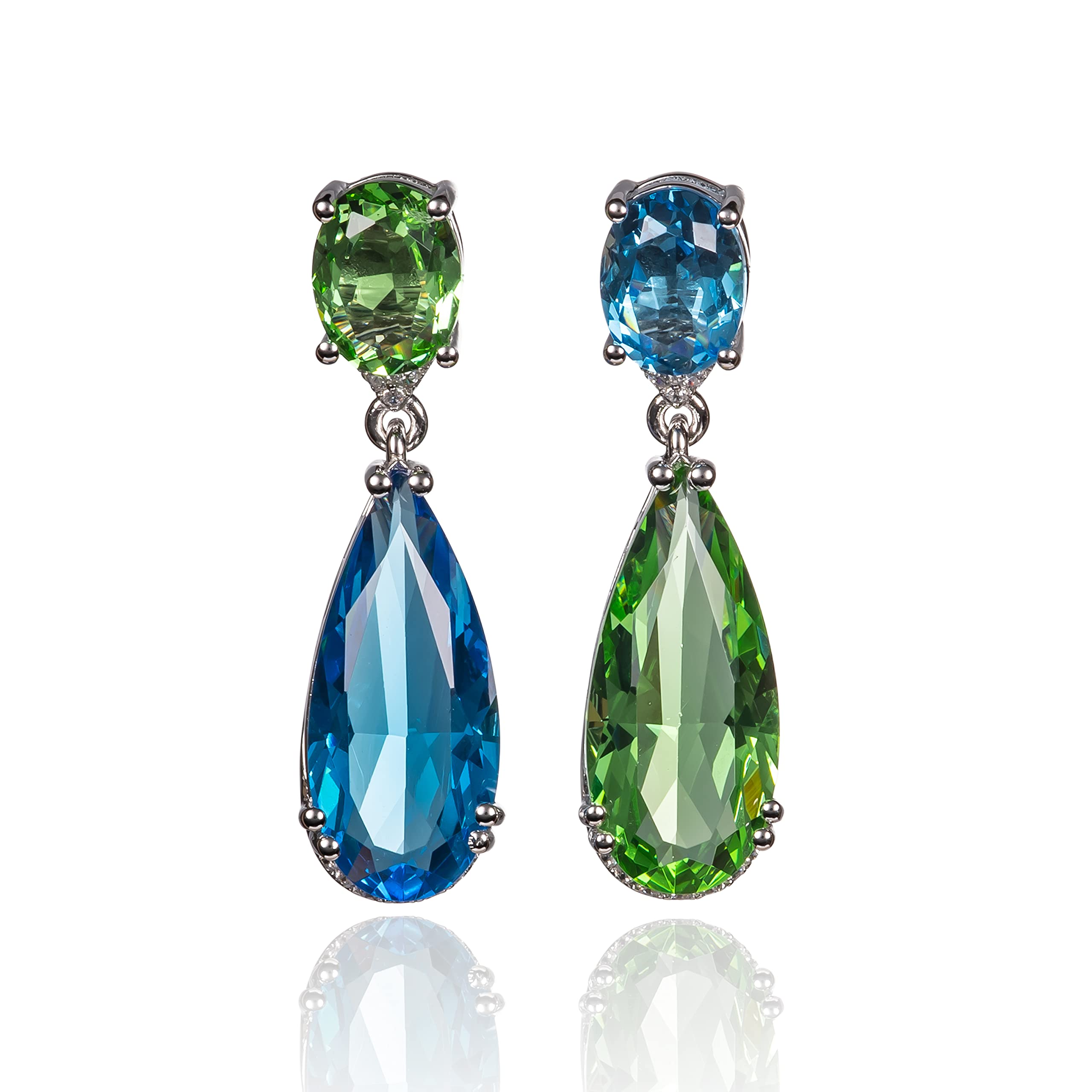 Orecchini pendenti da donna in argento sterling 925 con pietre azzurre