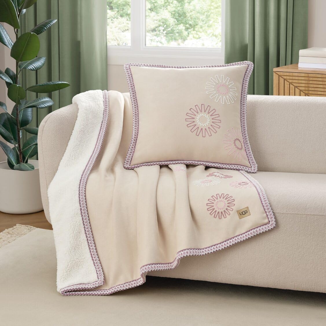 UGG Braid Reversible Throw Blanket – Ultra Soft Throw with Faux Suede and UGGFluff, Cozy Accent for Bedroom or Living Room Decor, Birthday Gifts for Women, 50" x 70", (Kirkwood) (Cream) - Image 4